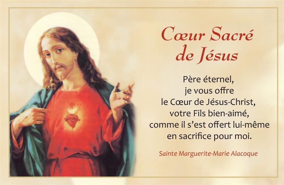 Cartes coeur sacré de jésus par lot de 20