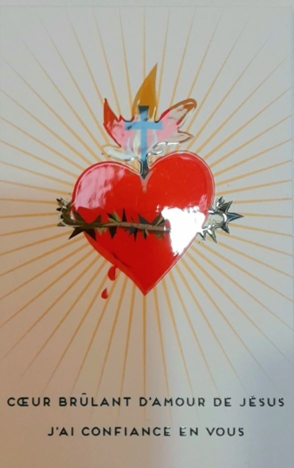 Lot de 25 images - coeur brulant d'amour de jesus