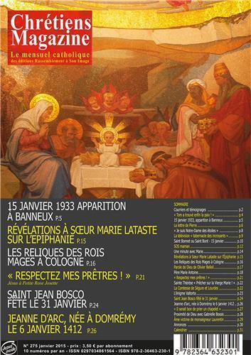 Chretiens magazine n.275 : janvier 2015