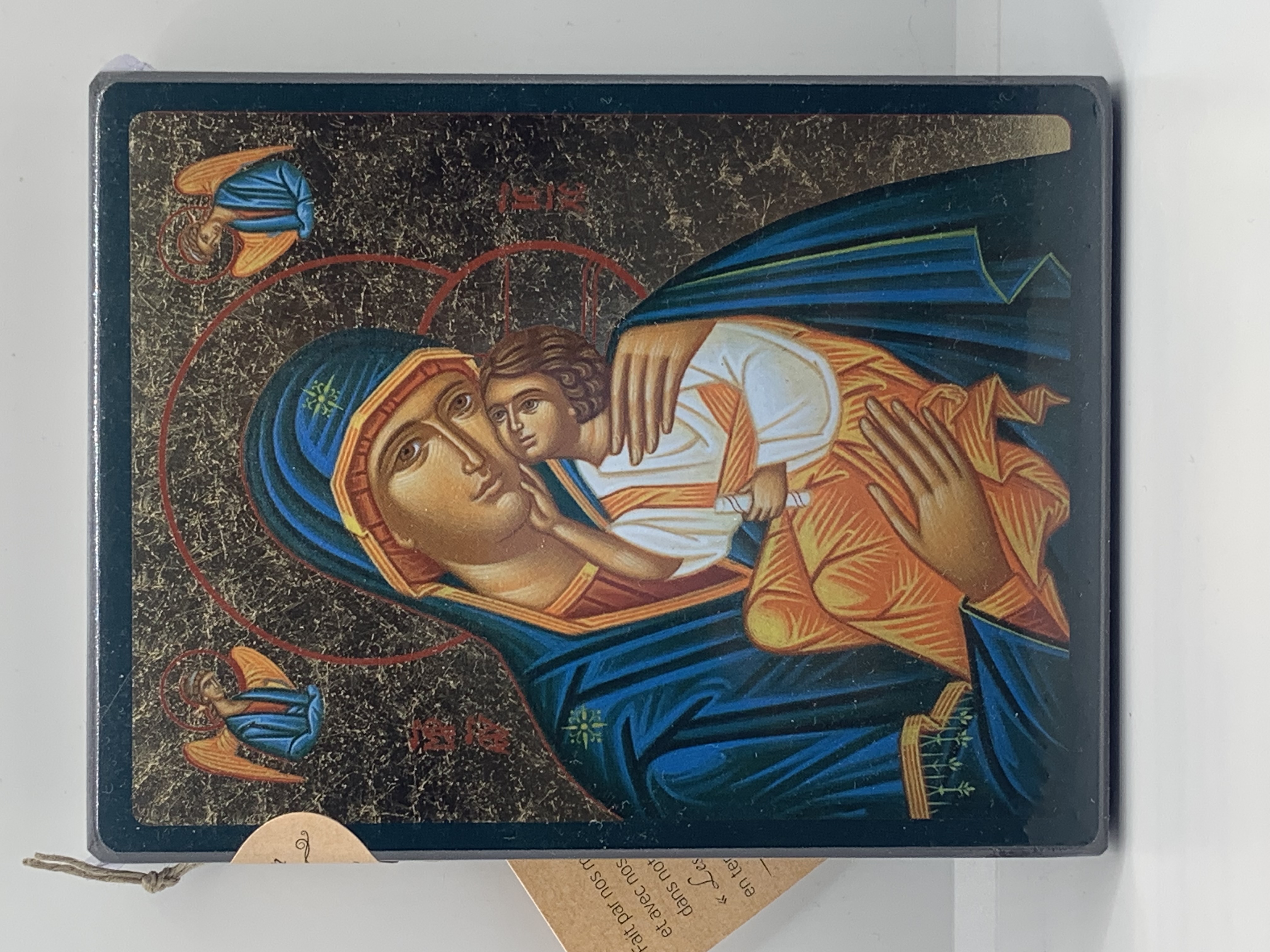 Vierge de tendresse de belgrade - icône dorée à la feuille 11.8x15.2 cm - 849.64