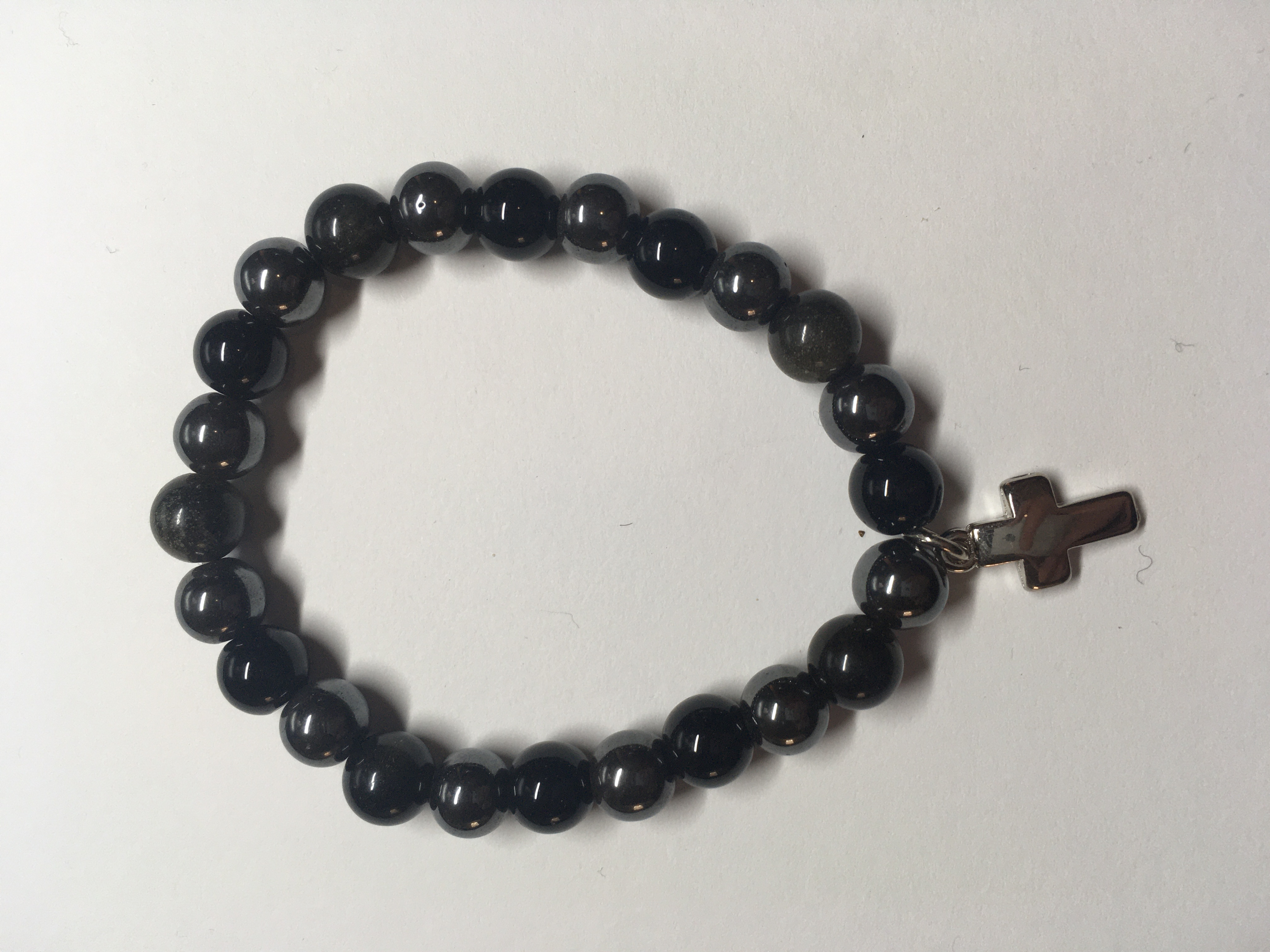 Bracelet obsidienne dorée / hématite