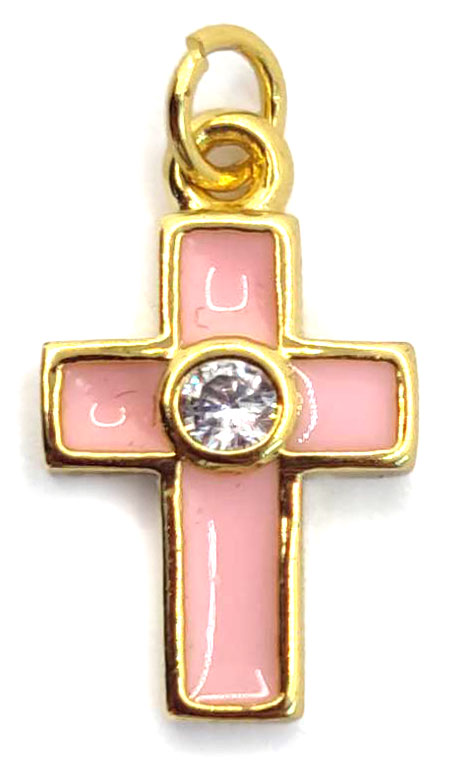 Croix de cou rose