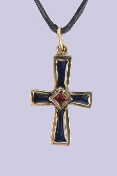 Croix bronze d'art bleue allongée