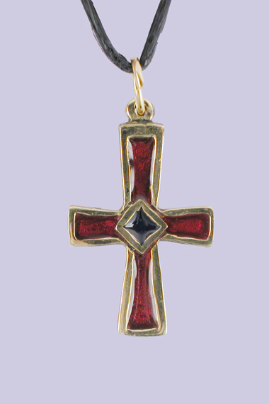 Croix bronze d'art rouge allongée