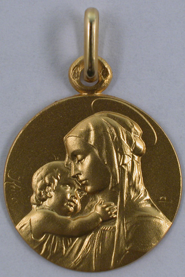 Médaille or 9k vierge à l'enfant