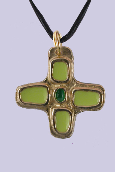 Croix bronze d'art vert