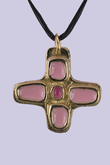 Croix bronze d'art rose