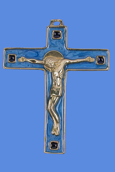 Croix christ fond bleu