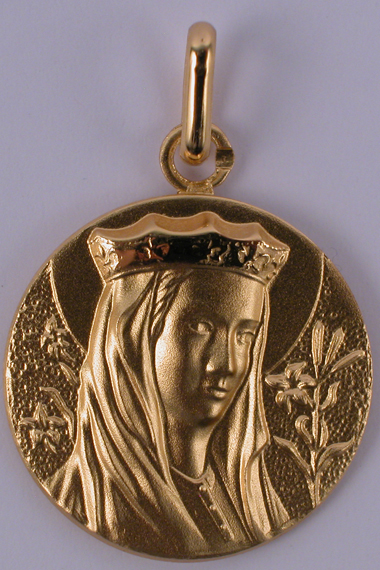 Médaille vierge au lys plaqué or