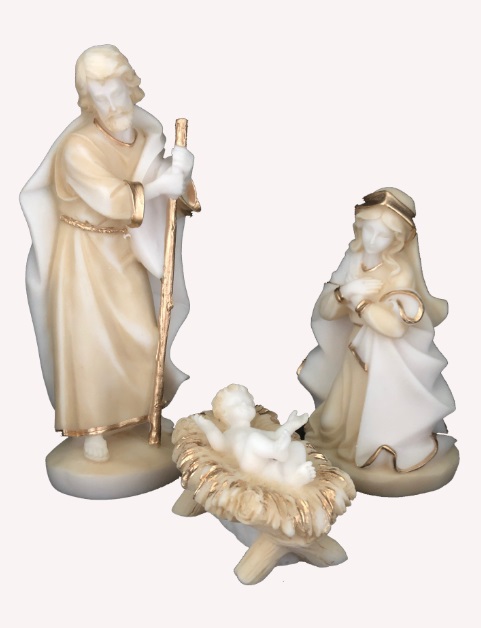 Sainte famille albatre 20cm beige et or