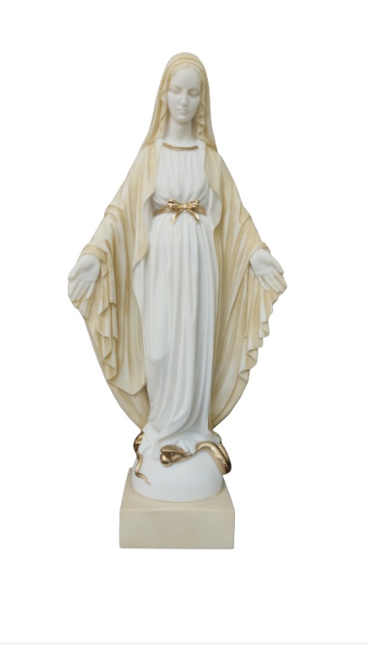 Statue vierge miraculeuse 50cm beige et or