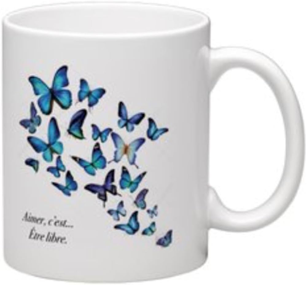 Mug papillons printemps bleu